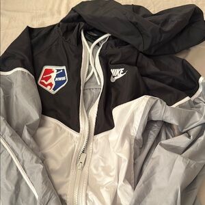 Nike Black and White Windbreaker Jacket with NWSL logo